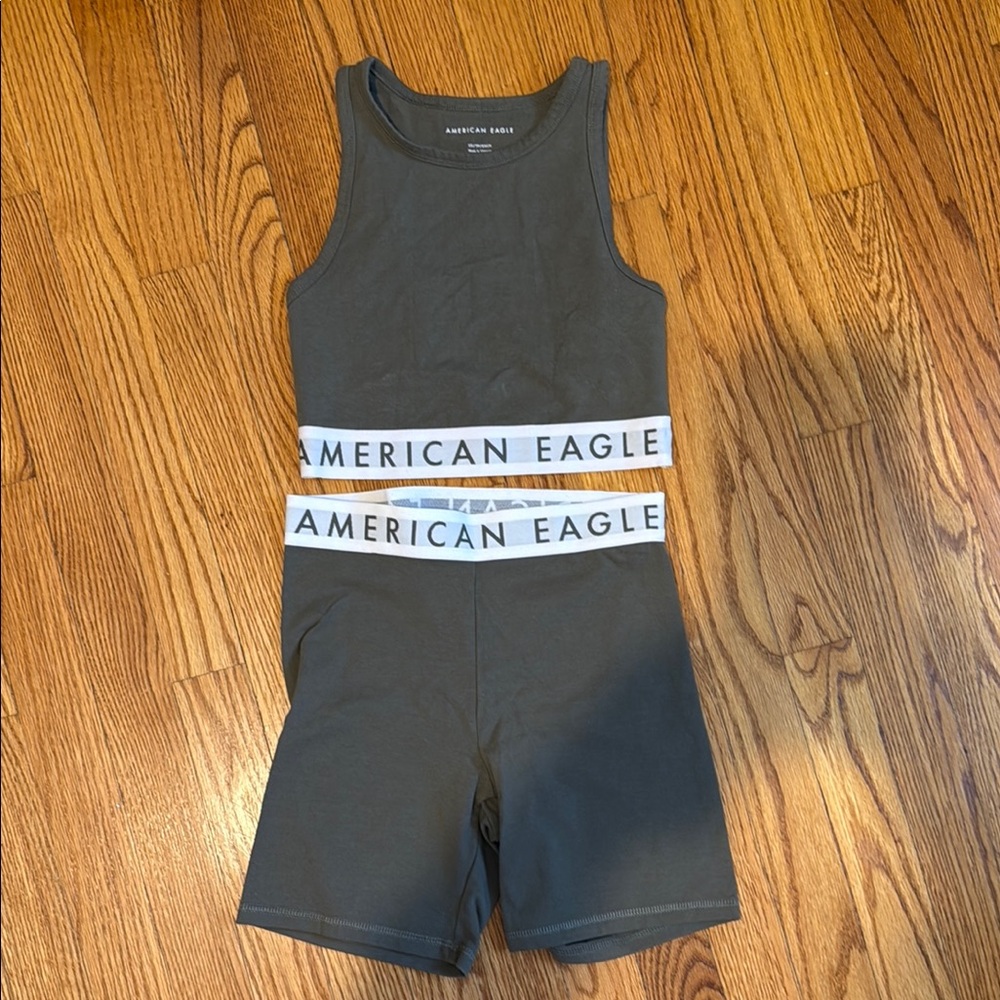 American Eagle Green Tank and Shorts Set